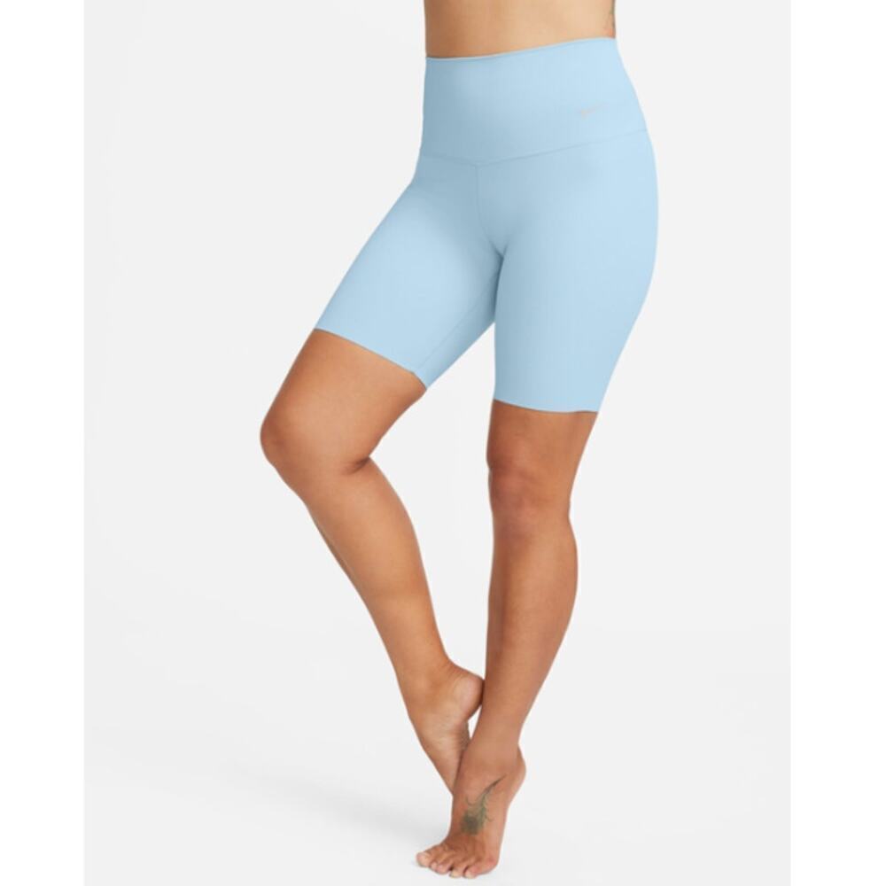 Nike Zenvy Women's Light Armoury Blue High-Waisted 20.5cm Biker Shorts Size XS